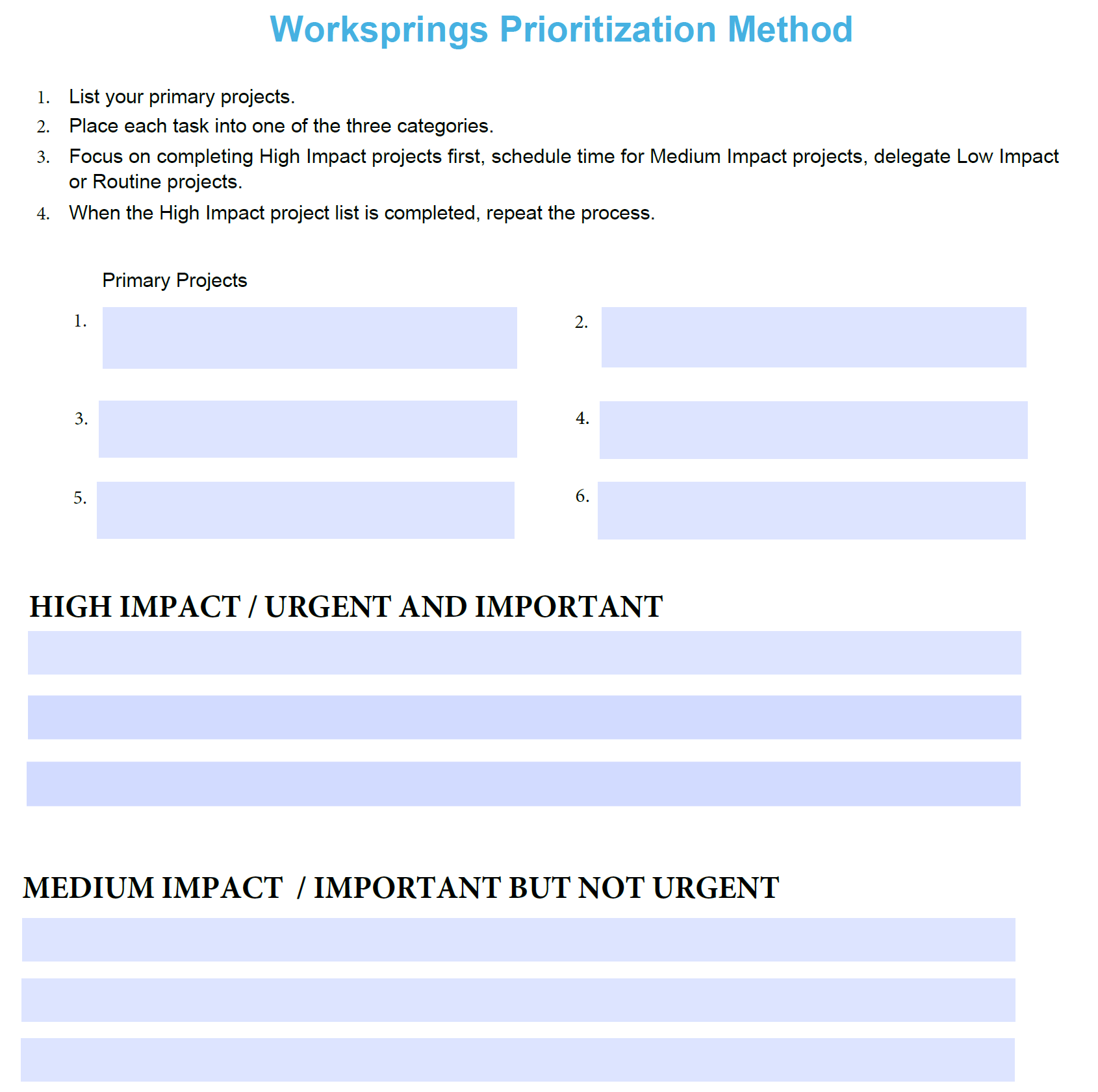 Worksprings Priorities Method